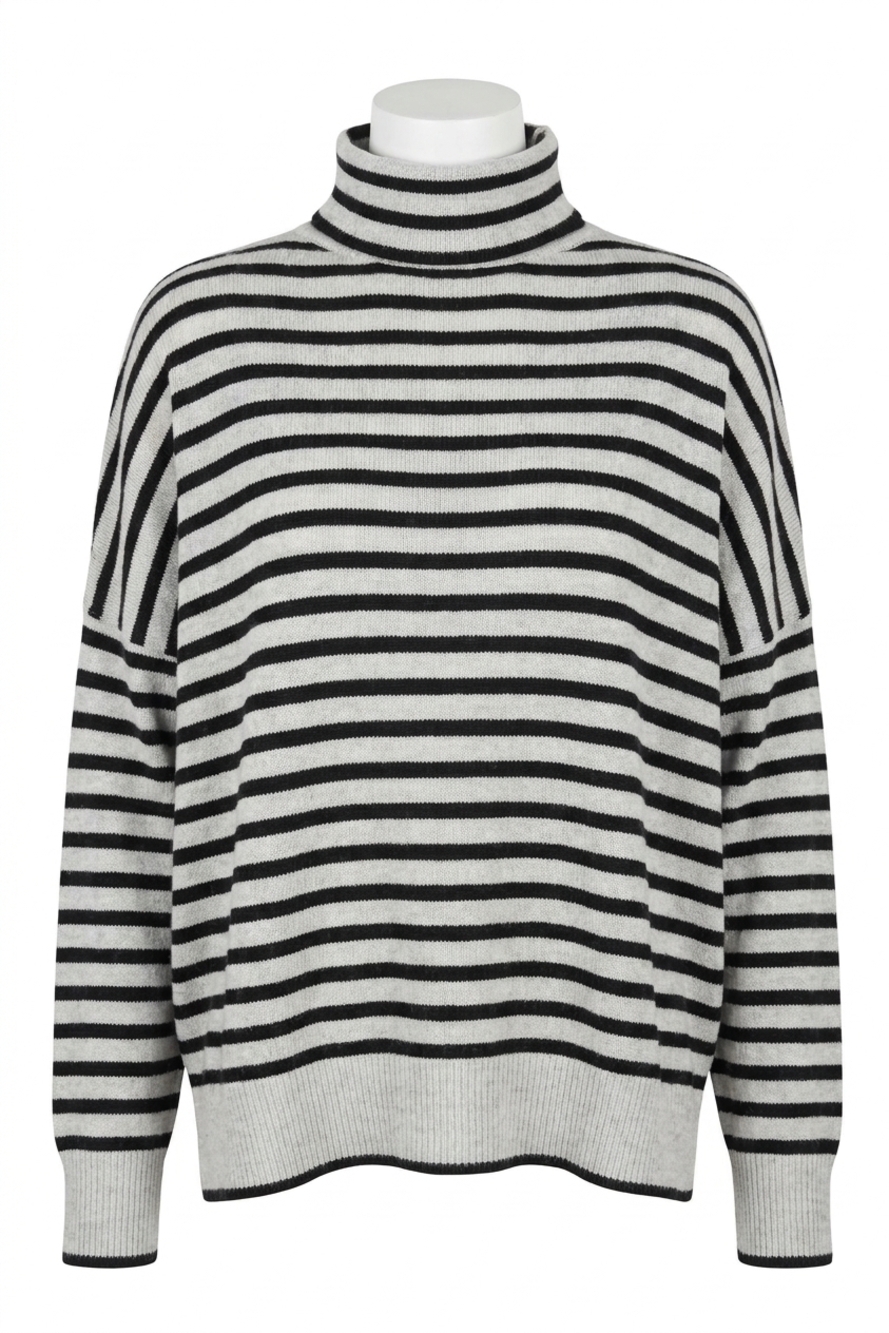 NEW BRODIE CASHMERE sage funnel neck sweater in silver haze/coal